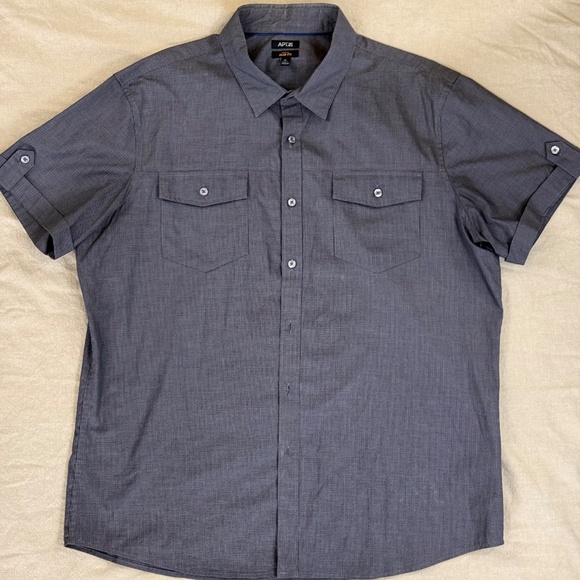 APT.9 Men’s Short Sleeve Button-Up Shirt – XL Slim Fit – Stretch – Gray Pattern - Picture 6 of 6